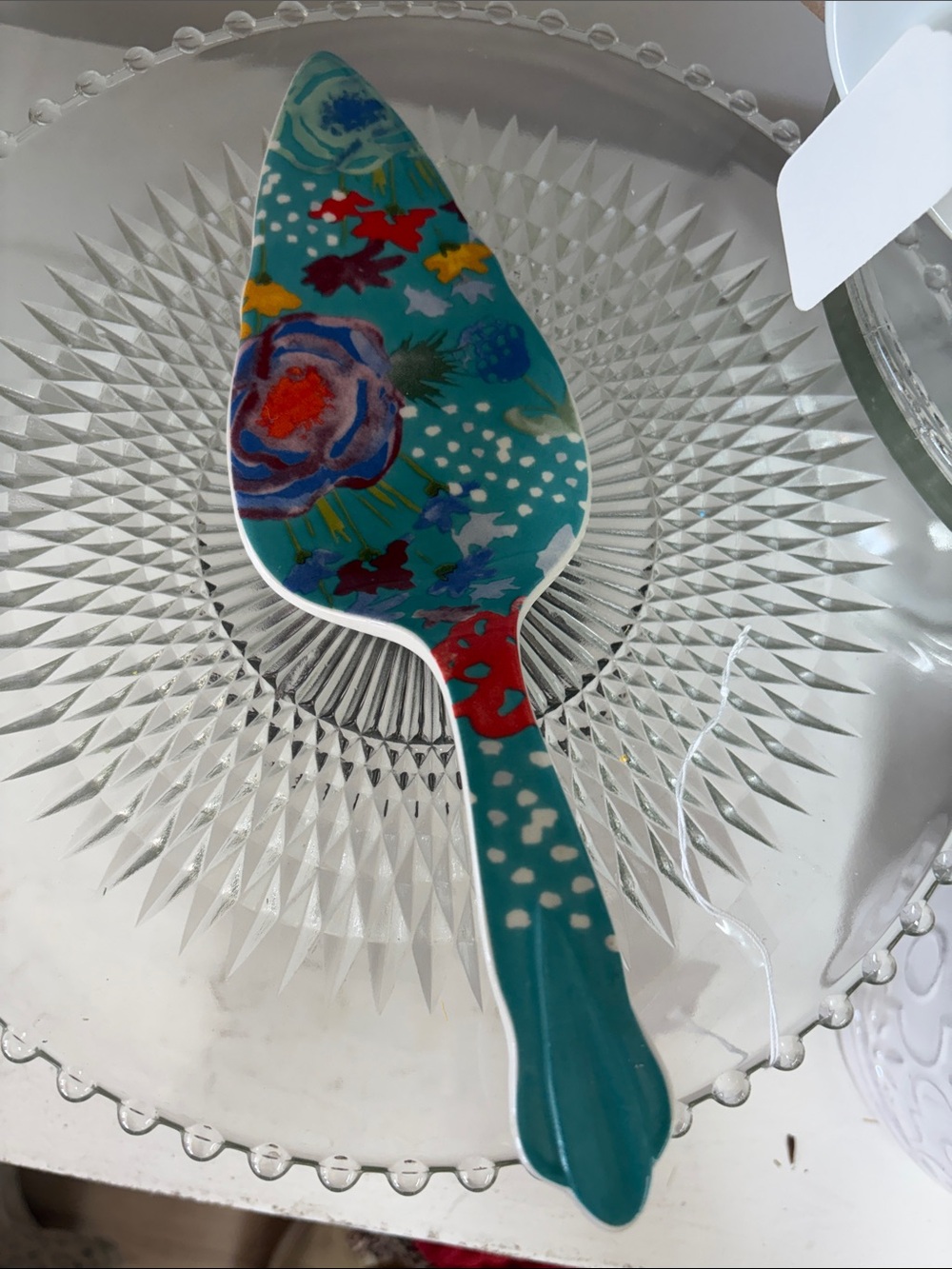 The Pioneer Woman Teal Floral Ceramic Cake Server